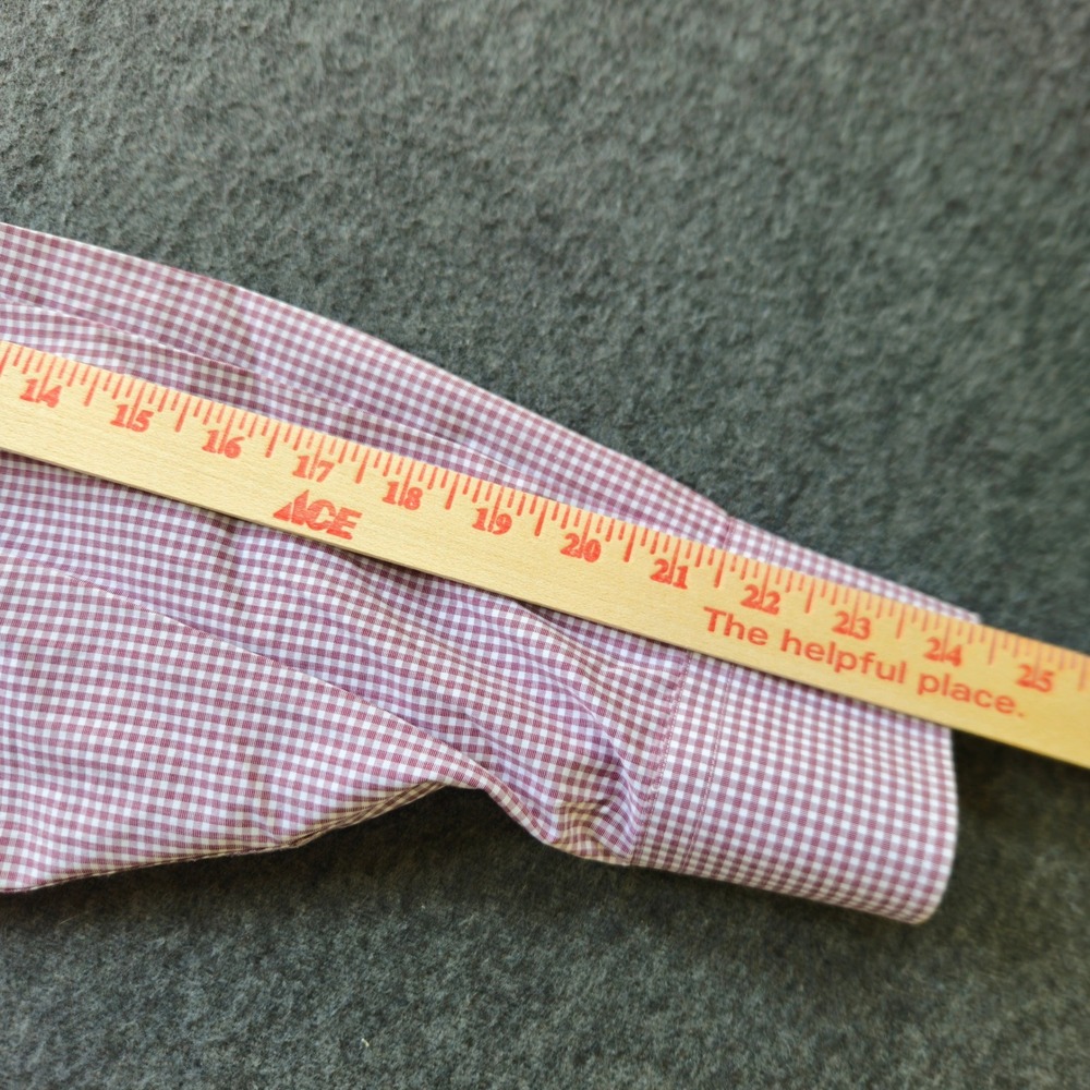 David Donahue Shirt Big Tall 18.5 34/35 Burgundy Gingham Cotton Button Down EUC - Picture 9 of 11